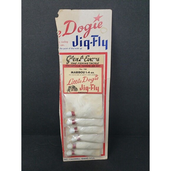 Glen L Evans Little Dogie Jig Fly NOS VTG 1950s On Original Card Display #748 WH - Picture 1 of 12